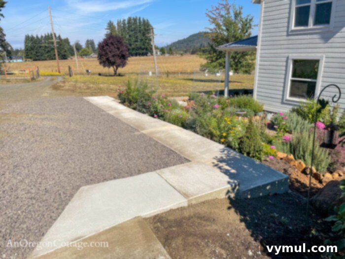 Curated 54: Home Hacks & Happy Reads 5 newly poured concrete sidewalk and retaining wall in garden