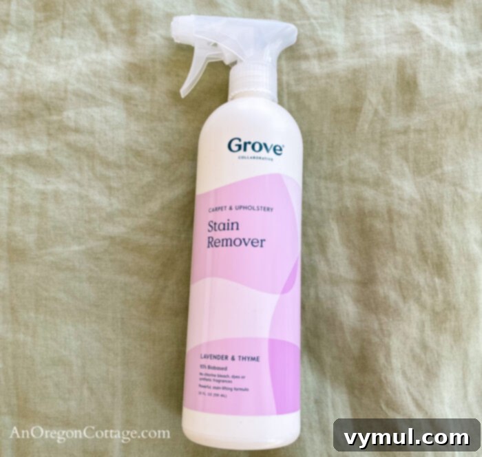 Curated 54: Home Hacks & Happy Reads 8 bottle of Grove Carpet & Upholstery Stain Remover