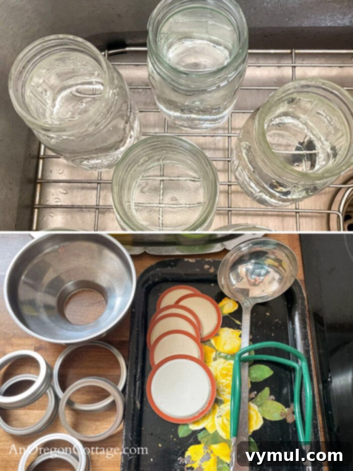 Thick Smoky Roasted Chipotle Salsa 11 prepping canning supplies and jars