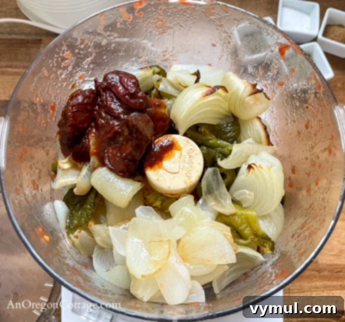 Thick Smoky Roasted Chipotle Salsa 9 pureeing roasted salsa ingredients