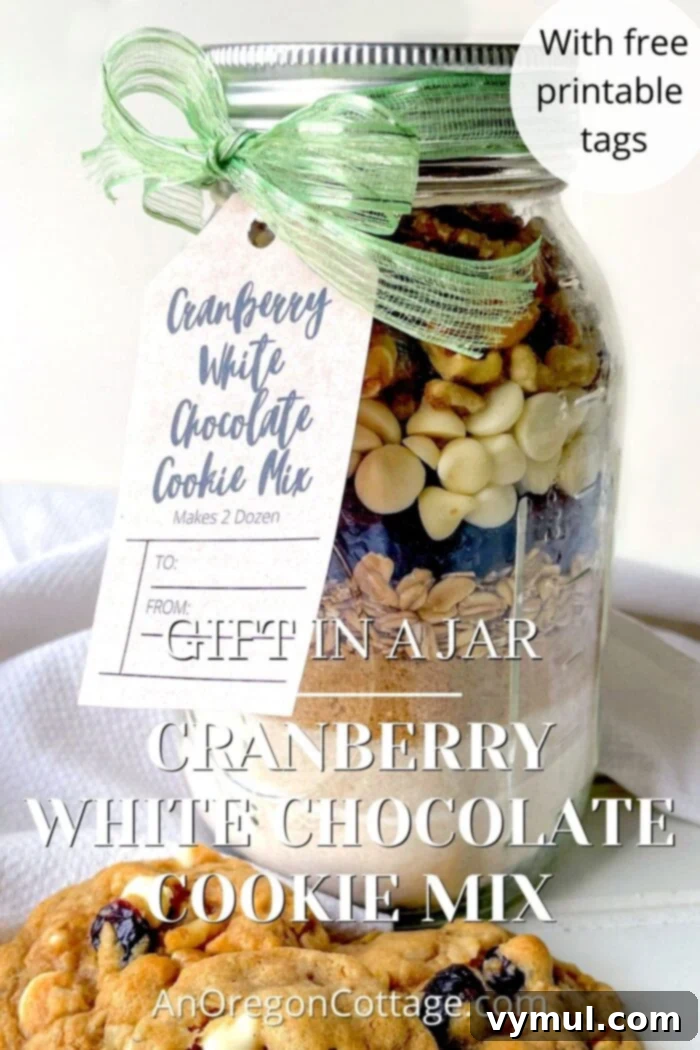 DIY Cranberry White Chocolate Cookie Mix Jar Gift 2 Cranberry White Chocolate Cookie Mix in a Jar, perfect for gifting