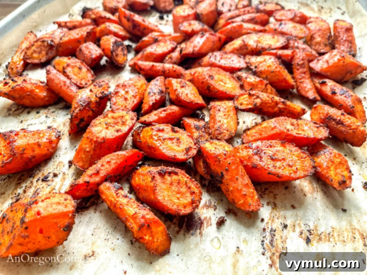 Irresistible Garlic Spiced Roasted Carrots 4 cooked spice roasted carrots from side