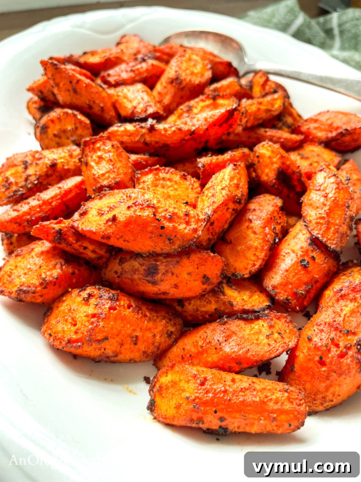 Irresistible Garlic Spiced Roasted Carrots 7 roasted carrots with garlic and spices on plate