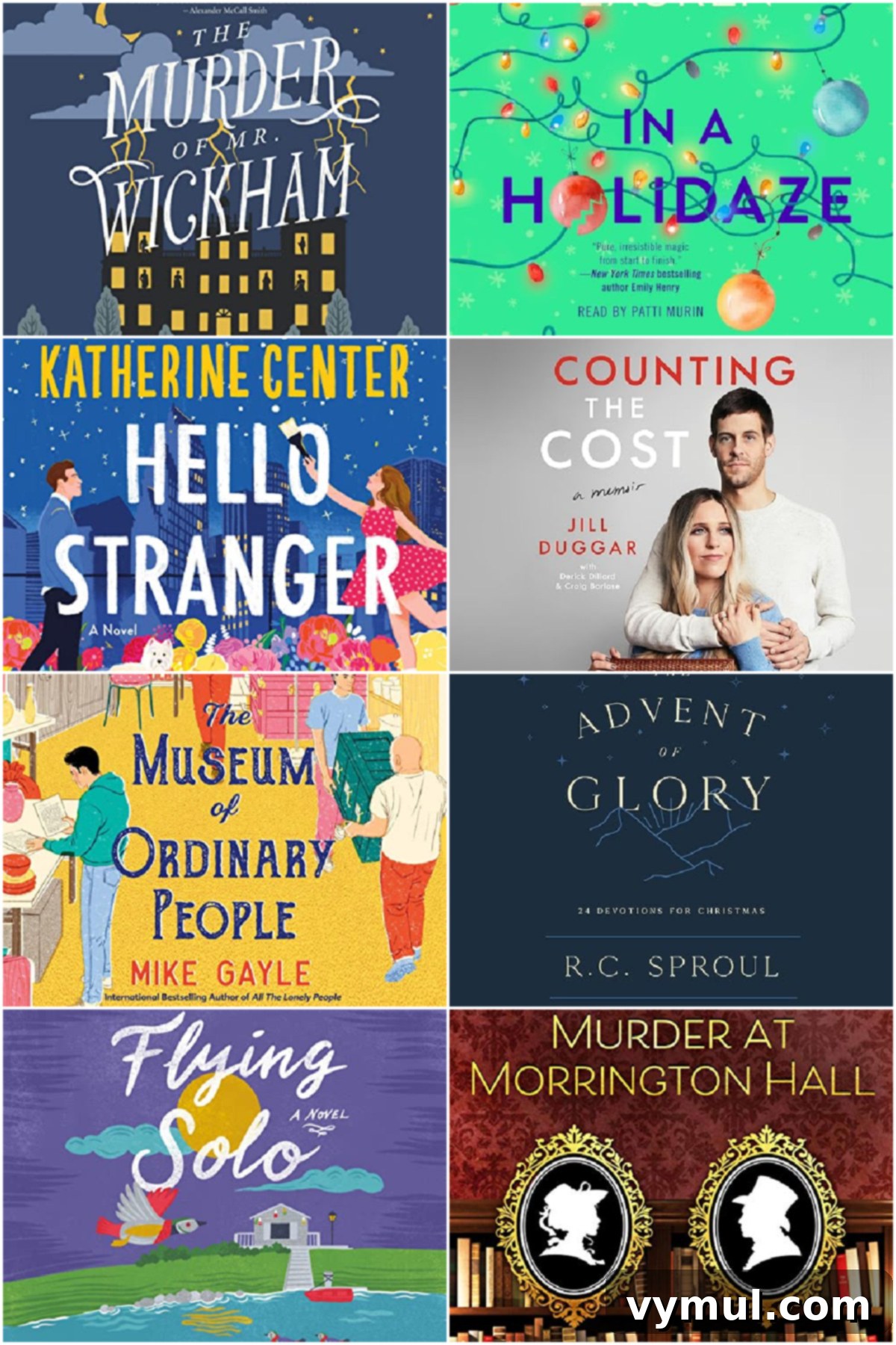 Our Latest Delights Bathroom Transformation Holiday Brunch Austen Puzzle Book Recommendations 11 Book covers of 8 different titles, including mysteries, romance, memoir, and non-fiction, read during the month of December.