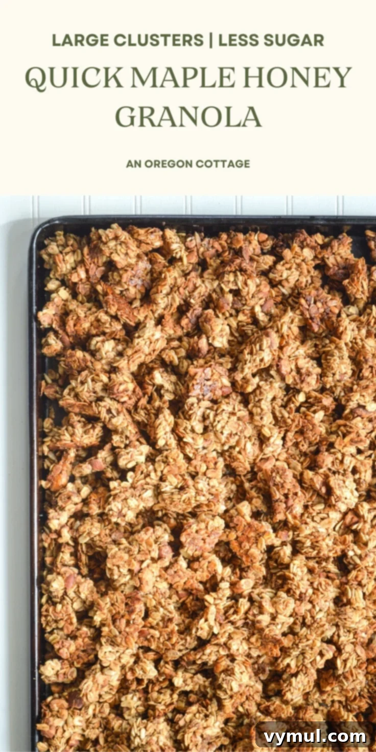 Healthy Quick Maple Honey Granola Bark Clusters 8 A Pinterest-ready image of maple honey granola, emphasizing its appeal for sharing and saving.