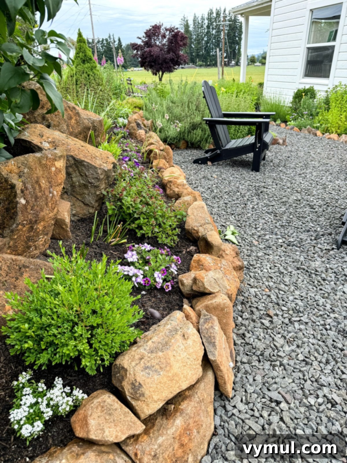 June Essentials: Garden Joy, Healthy Home Hacks, Natural Cleaning, and Our Favorite Books 6 Rock wall planting bed around gravel patio