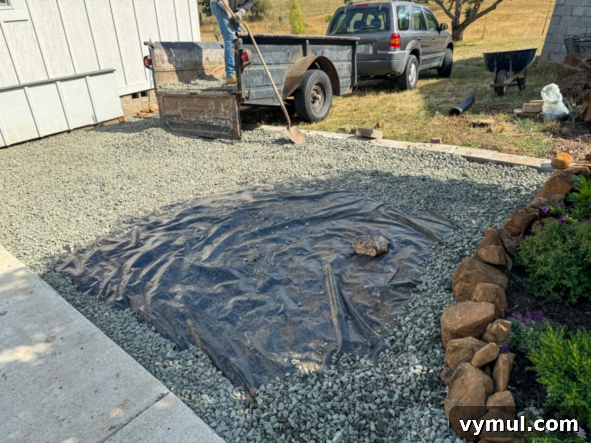 Good Things Lately 76 Garden Wisdom Harvest Joys Kitchen Wins and Reading Picks 4 laying gravel over black plastic