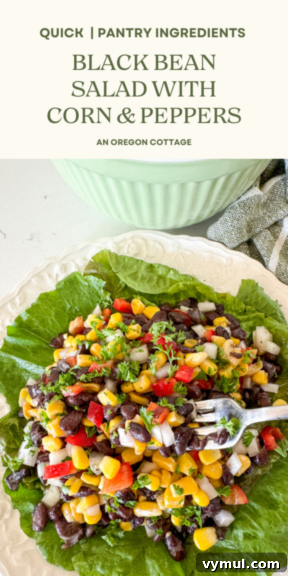Zesty 10 Minute Black Bean and Corn Salad 9 black bean salad pin image