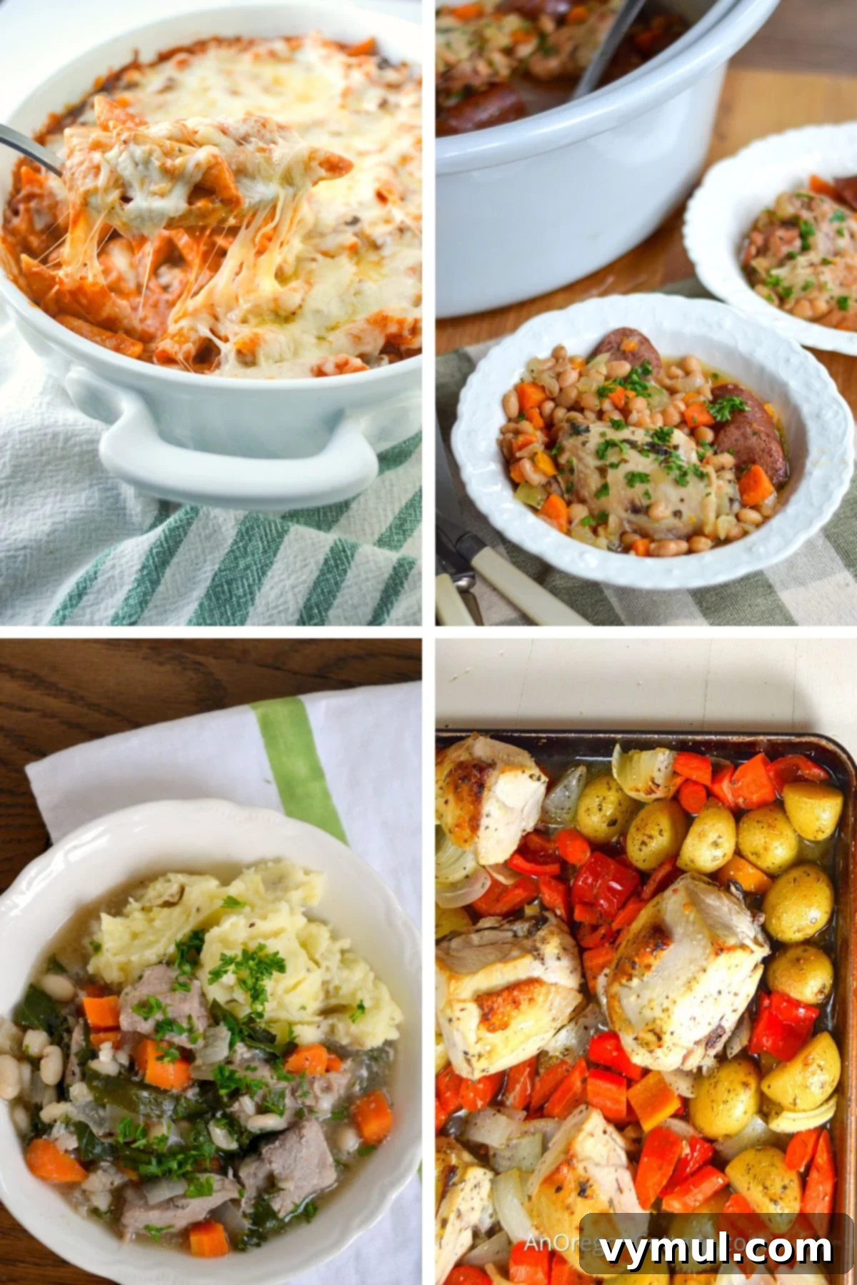 collage of 4 winter dinner ideas