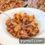 protein granola in a white bowl