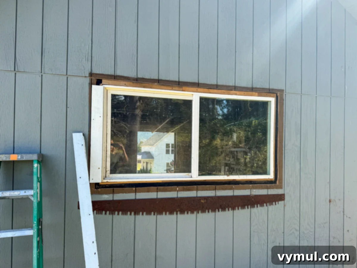 Effortless Barn Exterior Update 11 replacing window and trim on the back barn window