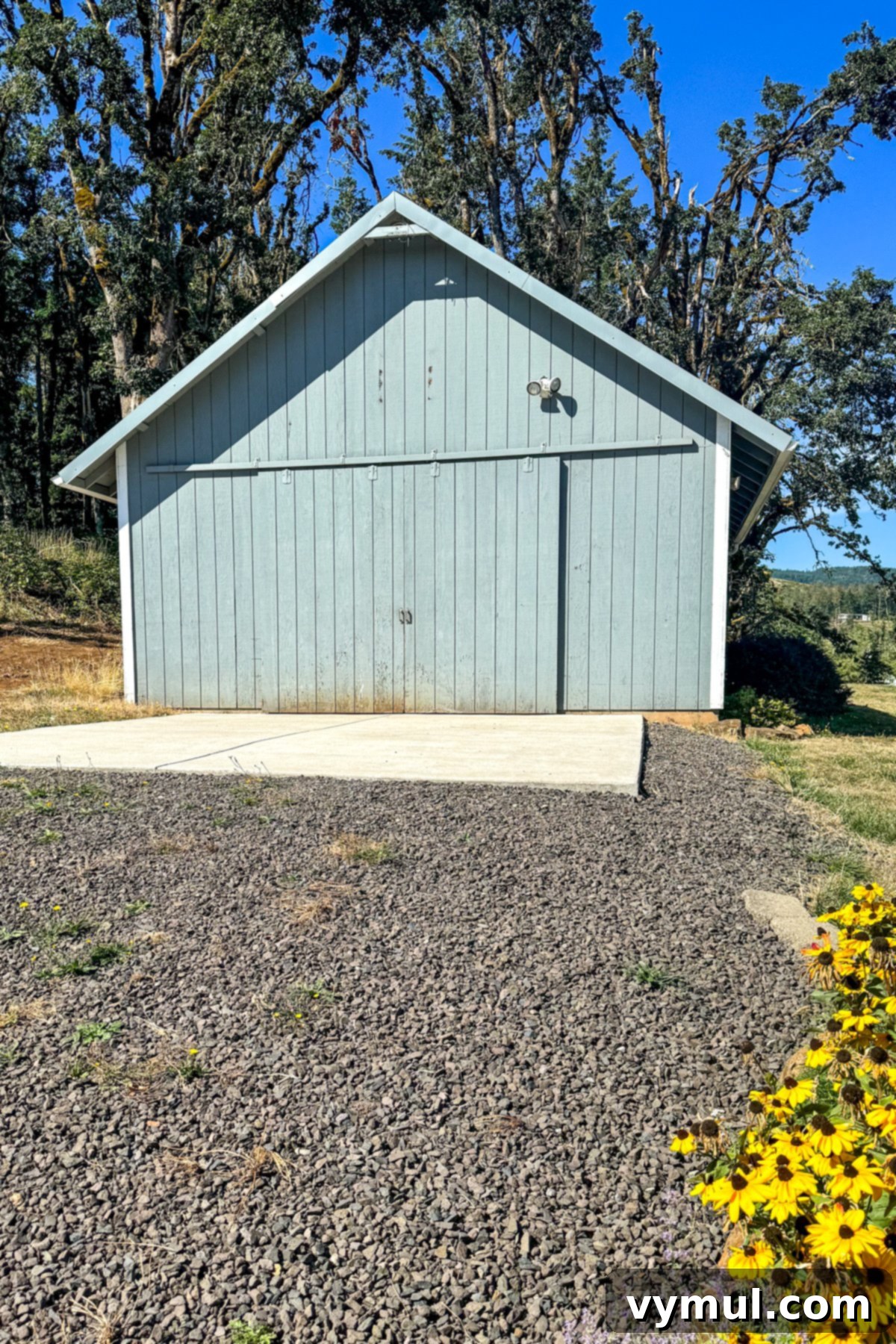 Effortless Barn Exterior Update 3 Small barn building before with flaking blue paint