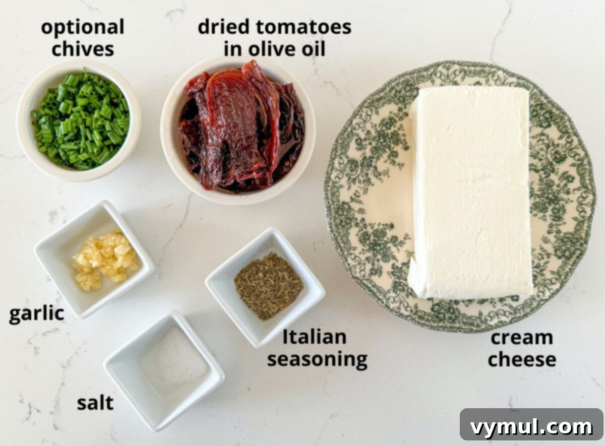 5 Minute Sun Dried Tomato Cheese Ball Quick and Nut Free 3 simple cheese ball recipe ingredients