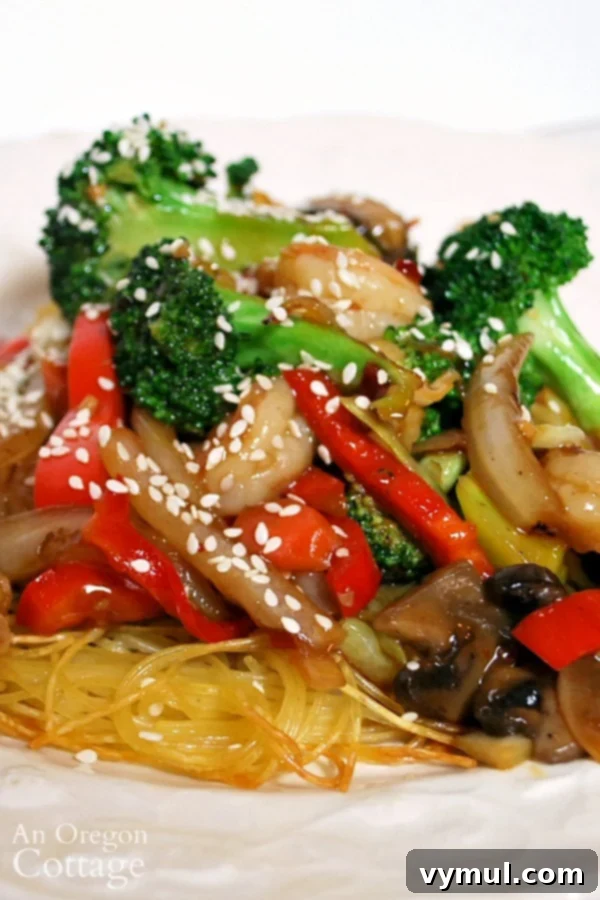 Noodle Pillow Stir Fry 2 shrimp and vegetable stir fry with baked noodles