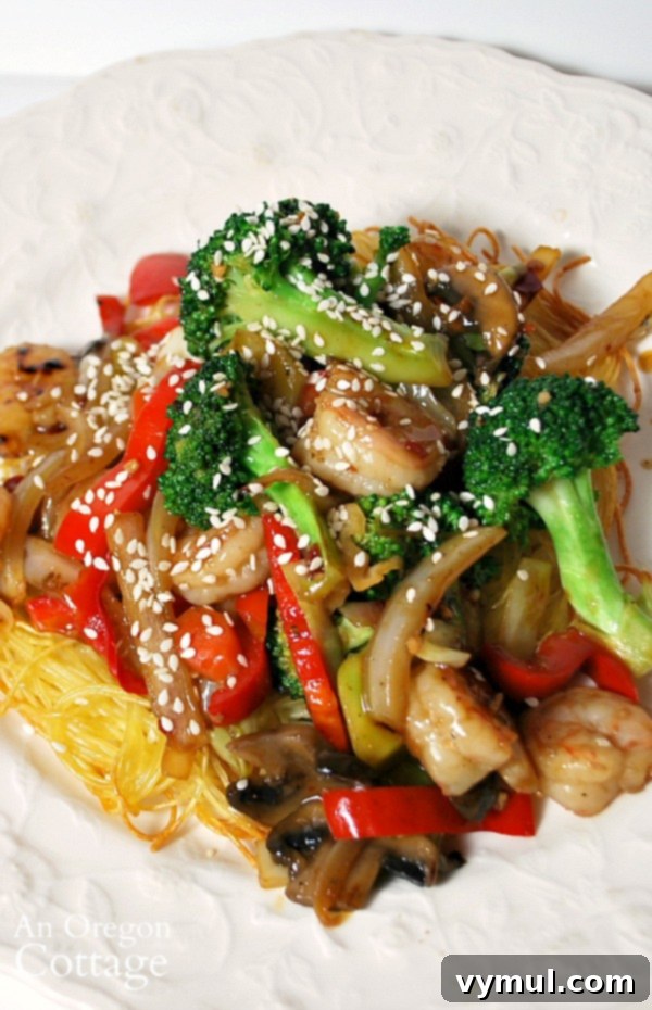 Noodle Pillow Stir Fry 6 stir fry and noodles on plate