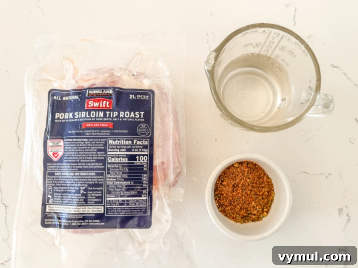pork sirloin roast ingredients on white counter