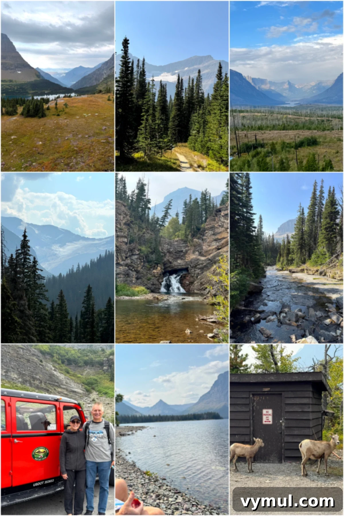 Glacier national park images in a collage