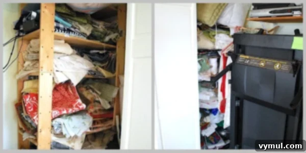 Master Your Fabric Stash 3 Fabric Shelves-before