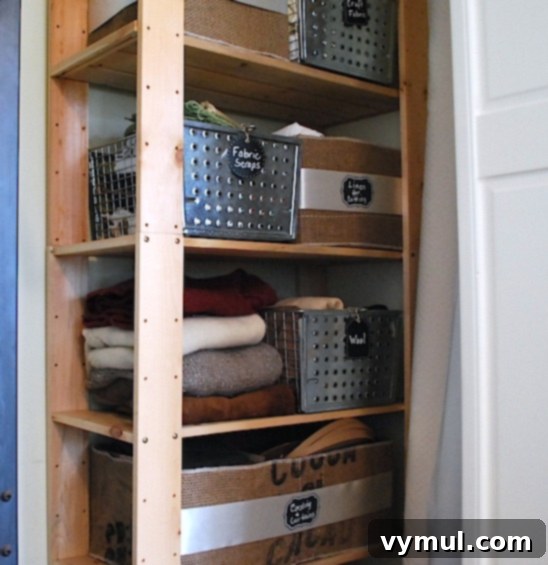 Master Your Fabric Stash 5 lower wood shelves