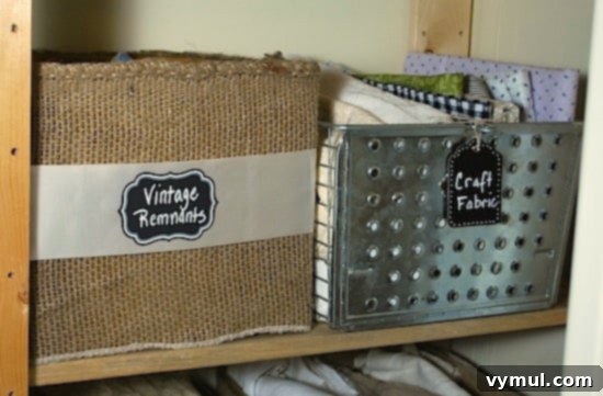 Master Your Fabric Stash 6 burlap storage box and gym basket