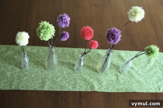 Easy and Adorable Pom Pom Flowers for Spring 3 Close-up of vibrant pom pom flowers in a vase