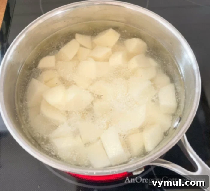 boiling potatoes