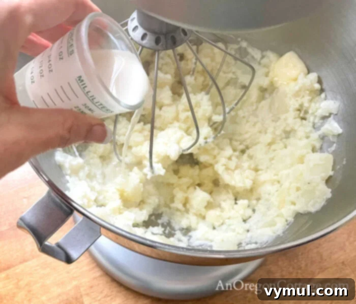 making garlic mashed potatoes