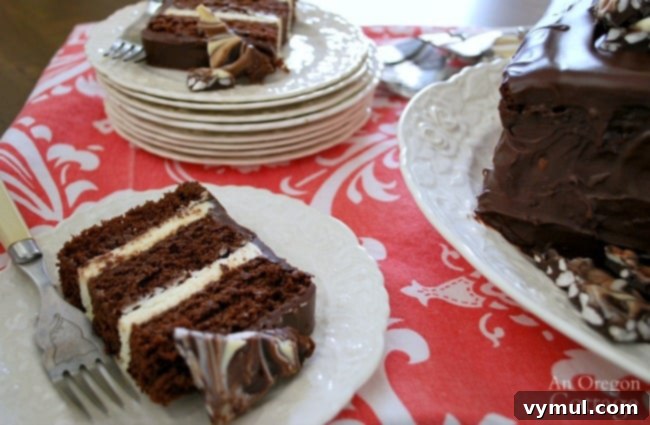 Decadent Triple Chocolate Cake with Silky Ganache and Crunchy Chocolate Shards 4 Triple Chocolate Cake with Crispy Bark Topping on plates