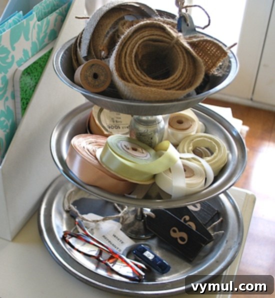 Pie Tin Organizer for craft room or office
