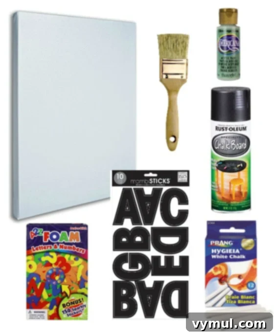 Create Your Own Charming Chalkboard Canvas Menu 3 supplies for DIY canvas chalkboard menu