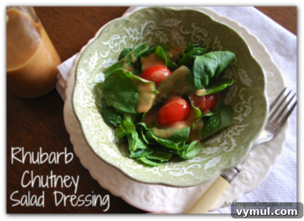 Ditch the Bottle: Fresh & Flavorful Dressings 10 A fresh salad in a bowl, highlighted by a distinctive Rhubarb Chutney Dressing.