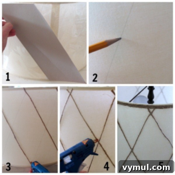 diy twine lamp shade steps