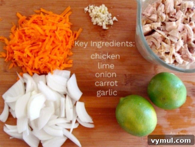 Chicken Lime Lettuce Wrap ingredients laid out on a table
