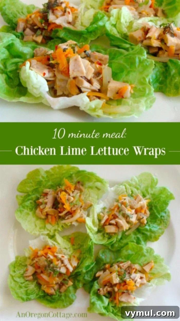 Chicken Lime Lettuce Wraps pin image for Pinterest