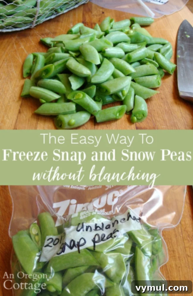 Easy way to freeze snap and snow peas