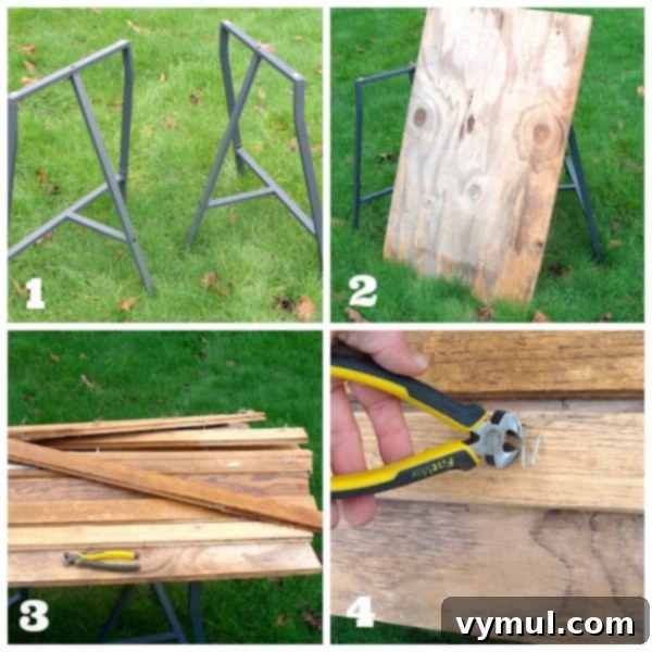 Ikea Trestle Desk: Upcycling Old Flooring for a Stylish Workspace 4 Salvaged Wood Desk Materials