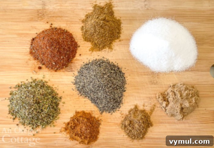 Tex-Mex Spice Blend 3 Ingredients for homemade Tex-Mex spice rub laid out on a table