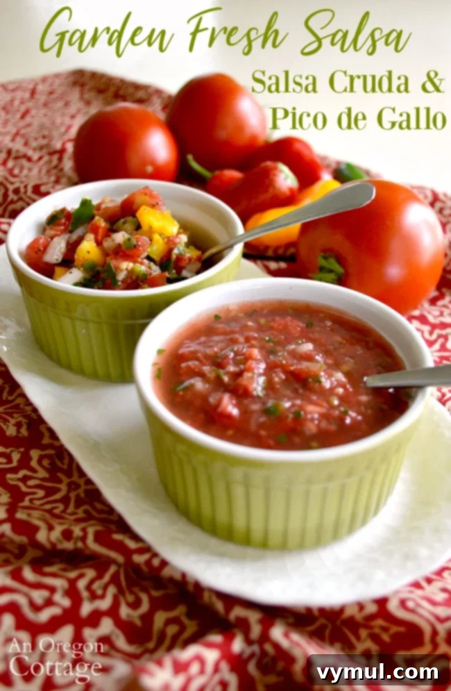 Garden Fresh Salsa: Homemade Pico de Gallo and Smooth Salsa Cruda