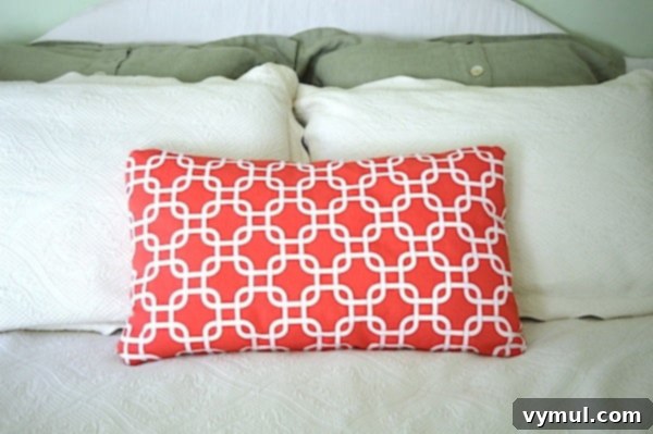 Design Journey: Lamp Glow, Plush Pillows, Cabinet Curations 3 Coral bed pillow on An Oregon Cottage