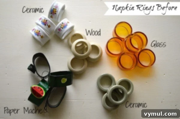 DIY Chalkboard Napkin Rings from Thrifted Treasures 5 Napkin Rings Before Becoming Chalkboard Napkin Rings - An Oregon Cottage