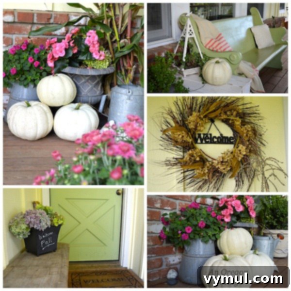 Earthy Elegance: Pink, Green & White Autumn Porch 3 2013 Fall Porch Decor-An Oregon Cottage