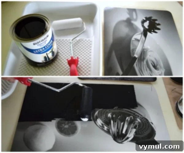 DIY Chalkboard Placemats from Thrift Store Treasures 5 Painting Cork Placemats with Black Paint to create a Chalkboard Surface