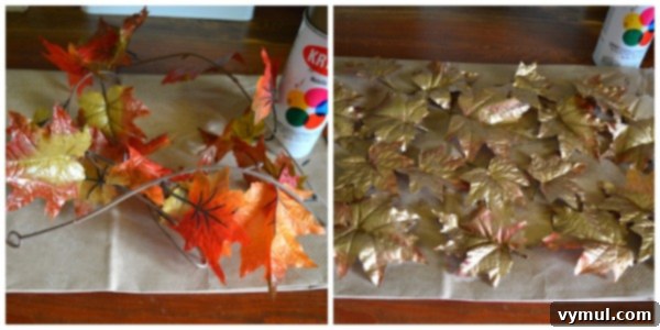 Rustic Glam: Gold and Chalkboard Thanksgiving Tables 4 Gold Dollar Store Leaves