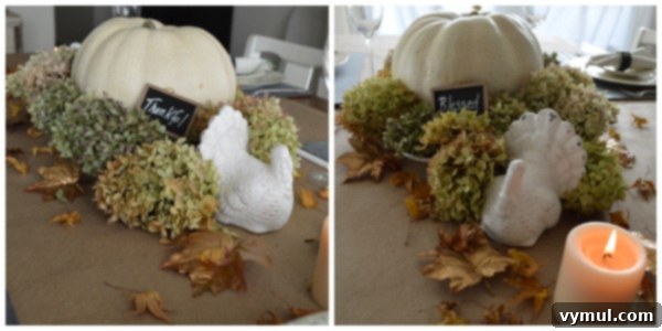 Rustic Glam: Gold and Chalkboard Thanksgiving Tables 6 Chalkboard & Gold Thanksgiving Pumpkin Centerpiece- An Oregon Cottage
